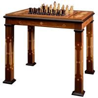 Шахматный стол "Шахматы-нарды" в классическом стиле с фигурами "Стаунтон Люкс" (самшит/венге)