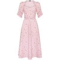 Платье с цветочным принтом розовое