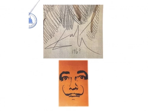 Сальвадор Дали. Собственноручный рисунок "Профиль Галы на фоне мыслей" с автографом. Калька, графитный карандаш. 1969 год STARGIFT