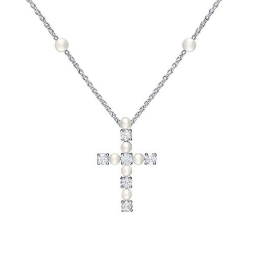 Крест Cross из золота с жемчугом и бриллиантами AXENOFF