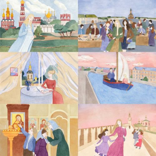 Набор салфеток с иллюстрациями "Прогулка по Москве" RUSSIAN STORY