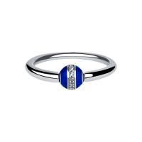 Кольцо "Невесомость" с синей эмалью и фианитами