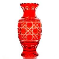 Хрустальная декоративная ваза для цветов "Рябинка" красная