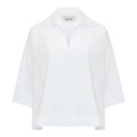 Рубашка белая с V-образным вырезом
