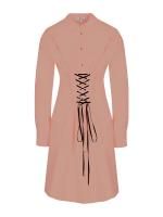 Платье - рубашка с корсетной шнуровкой розового цвета