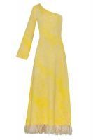Платье "Рапан" с открытым плечом в желтом цвете с декором