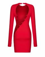 Платье мини из вискозы со шнуровкой по спине красное