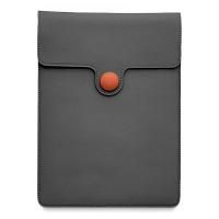 Чехол для MacBook графитовый с коричневой пуговицей