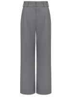 Женские прямые брюки из экокожи серые
