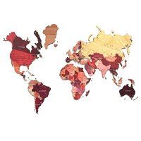 Карта мира из дерева (HDF) на подложке