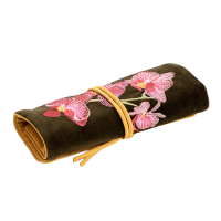 Пауч (клатч) для косметики/украшений "Pollen Орхидея" оливковый