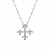 Крест Cross серебряный с бесцветными топазами