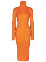 Вязаное платье миди one size оранжевое
