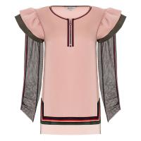 Блузка из шелк-сатина розовый/черный/оливковый