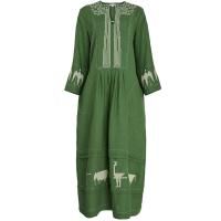 Платье "Эве" лен на зеленом фоне