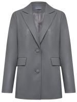Женский пиджак из экокожи серый