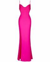 Платье миди "Alsu" из искусственного шелка с корсетом розовое