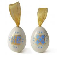 Пасхальное яйцо крупное "Васильки" синее с золотой лентой