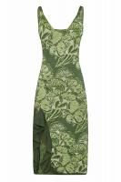 Платье "Рапан" c разрезом в зеленом цвете