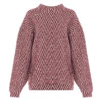 Объемный свитер из вязаного трикотажа бордовый ёлочка