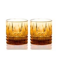 Набор из 2 хрустальных стаканов для виски "Медовый спас" янтарный