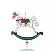 Ёлочная игрушка "Лошадка" из серебра с ювелирным стеклом