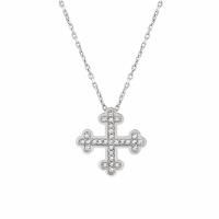 Крест Cross из серебра с бесцветными топазами