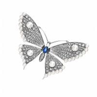 Брошь "Butterfly" серебро, голубой топаз