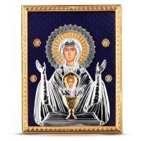 Икона Божией Матери "Неупиваемая чаша" синяя эмаль