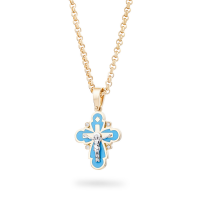 Крест "Чудо" голубая эмаль детский