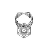 Энергоперстень универсальный "Куб Метатрона" серебро 925, покрытие родием
