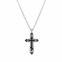 Крест Cross из белого золота с эмалью