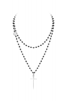 Сотуар с крестом черная шпинель, серебро, белый родий