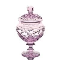 Хрустальная ваза для конфет с крышкой "Любава" розовая