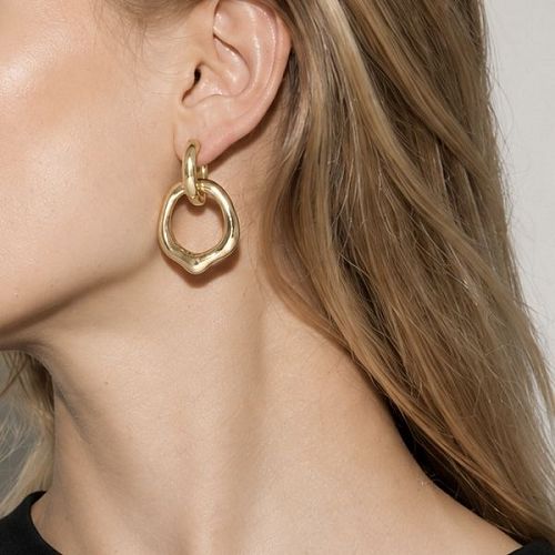 Двухцветные золотистые серьги - кольца трансформеры ANNA SKOROKHODOVA ACCESSORIZE / АННА СКОРОХОДОВА. АКСЕССУАРЫ
