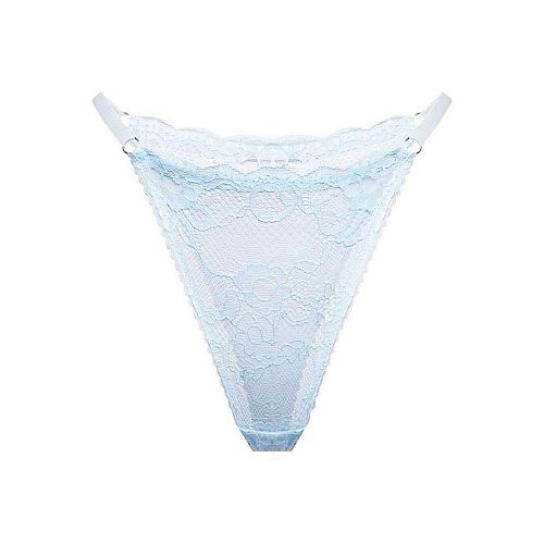 Небесно - голубые кружевные трусы стринги "Balmy / Балми" на бретелях PURPUR INTIMATES / ПУРПУР ИНТИМЭЙТС