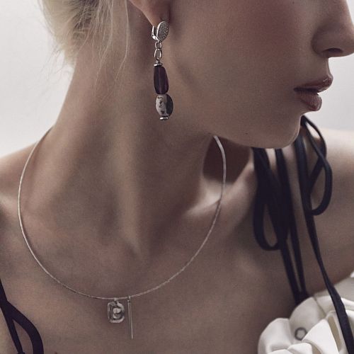 Серьги вечерние с яшмой и аметистом ANNA SKOROKHODOVA ACCESSORIZE / АННА СКОРОХОДОВА. АКСЕССУАРЫ
