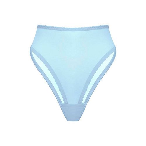 Голубые высокие трусы бразильяна "Omut / Омут" из сетки PURPUR INTIMATES / ПУРПУР ИНТИМЭЙТС