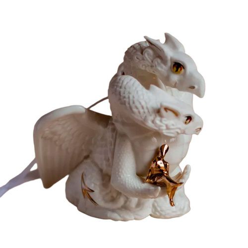 Ёлочная игрушка / статуэтка Дракон "Змей Горыныч" белый RES OBJECTS