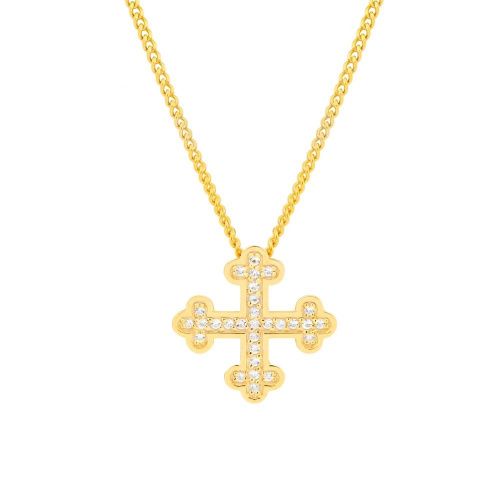 Крест Cross из золота с бесцветными топазами AXENOFF