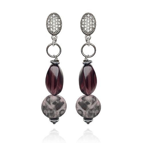 Серьги вечерние с яшмой и аметистом ANNA SKOROKHODOVA ACCESSORIZE / АННА СКОРОХОДОВА. АКСЕССУАРЫ