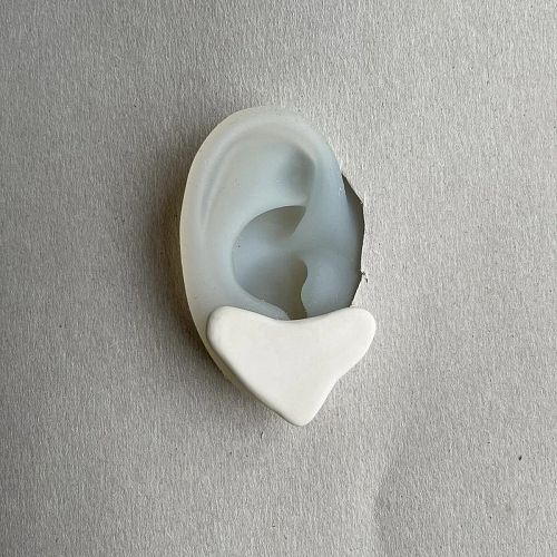 Серьги "Сердца" из фарфора малые белые RES OBJECTS