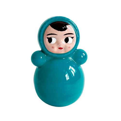 Статуэтка Неваляшка Марта брюнетка бирюзовая ASIKNOVA CERAMICS