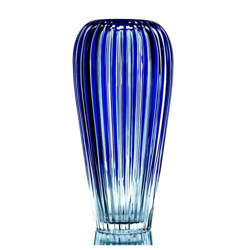 Хрустальная ваза для цветов "Каскад" синяя ГУСЕВСКОЙ ХРУСТАЛЬНЫЙ ЗАВОД