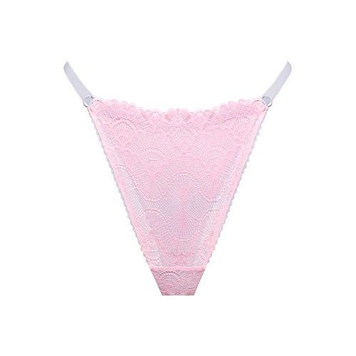 Нежно - розовые кружевные трусы стринги "Balmy / Балми" на бретелях PURPUR INTIMATES / ПУРПУР ИНТИМЭЙТС