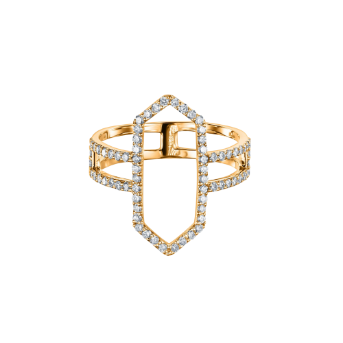Кольцо "Кристалл" желтое золото GREEN DIAMONDS