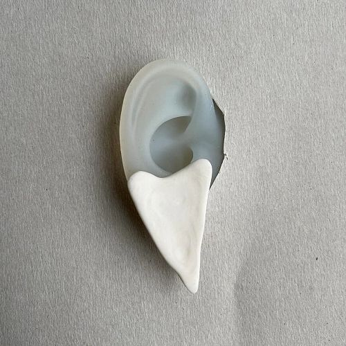 Серьги "Сердца" из фарфора средние, белые RES OBJECTS