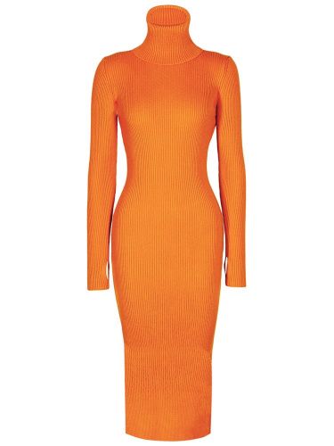 Вязаное платье миди one size оранжевое LI LAB