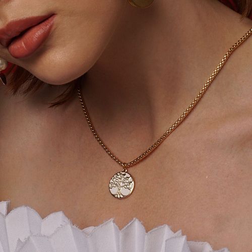 Колье - цепь с белой эмалевой подвеской Дерево ANNA SKOROKHODOVA ACCESSORIZE / АННА СКОРОХОДОВА. АКСЕССУАРЫ