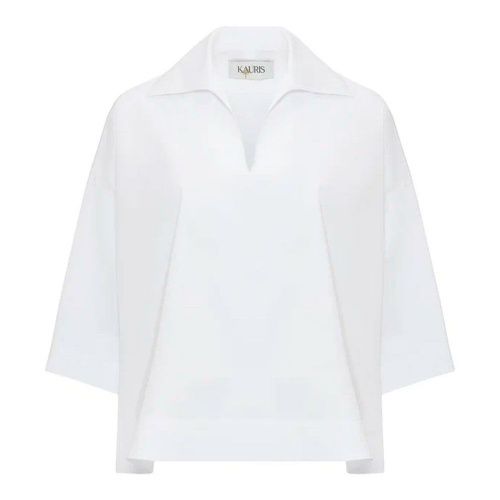 Рубашка белая с V-образным вырезом KAURIS